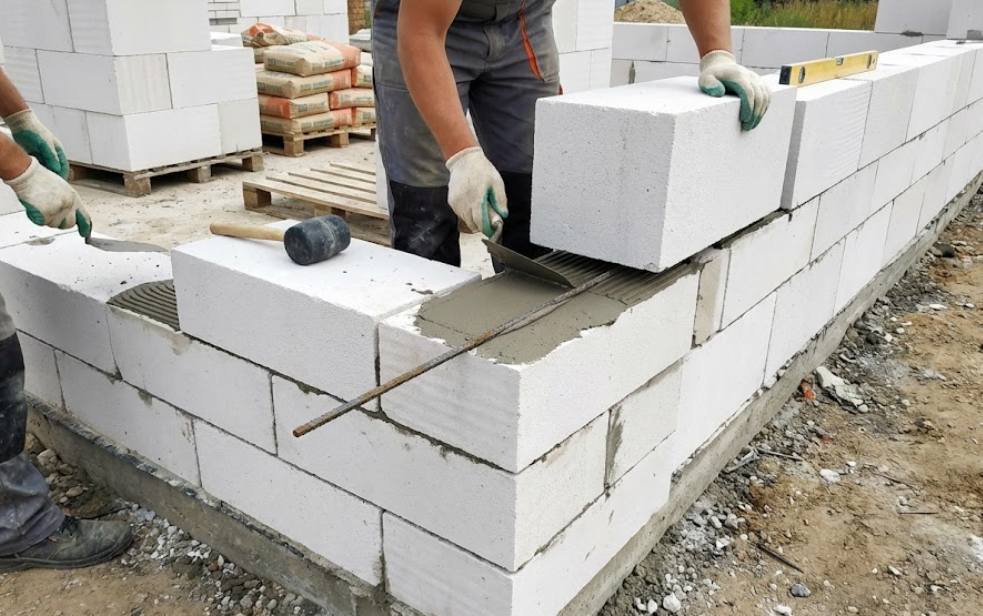 Перевязка газобетонных блоков несущих стен и углов по СНИП